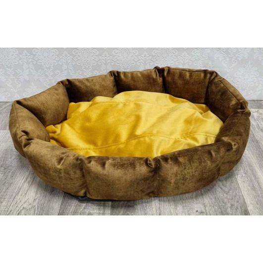 [LT] Guolis šunims - brown/yellow - veliūro audinys - 55 x 50 cm Dzūkijos baldų fabrikas 
