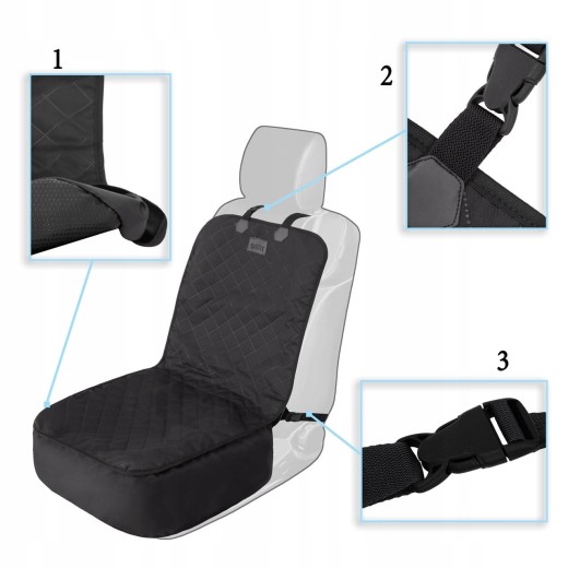 Universalus priekinių sėdynių užvalkalas automobiliui, juodas
