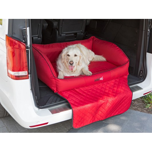Šuns gultas automobilio bagažinei "Royal Trunk" (raudonas) Hobbydog gultai automobiliui 