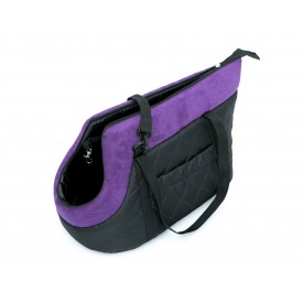 Kelioninis krepšys šunims (juodas su violetiniu viršumi)