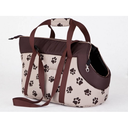 Kelioninis krepšys šunims rusvai gelsvas su pėdutėmis Kelioniniai krepšiai 