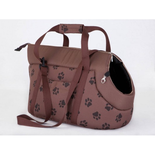 Kelioninis krepšys šunims tamsiai rudas su pėdutėmis Kelioniniai krepšiai 