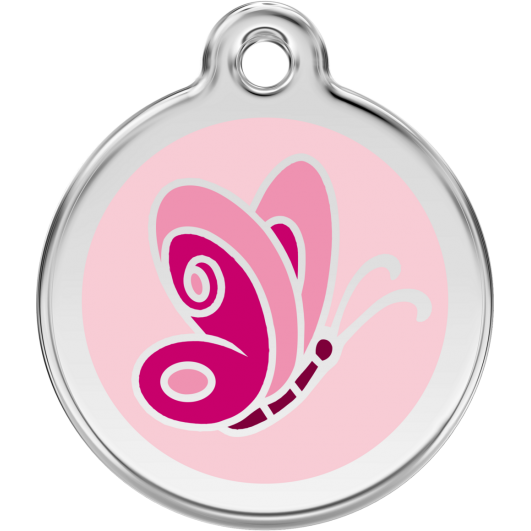 Red Dingo ID pakabukas "Butterfly Pink" su graviravimu Nerūdijančio plieno pakabukai su emaliu 